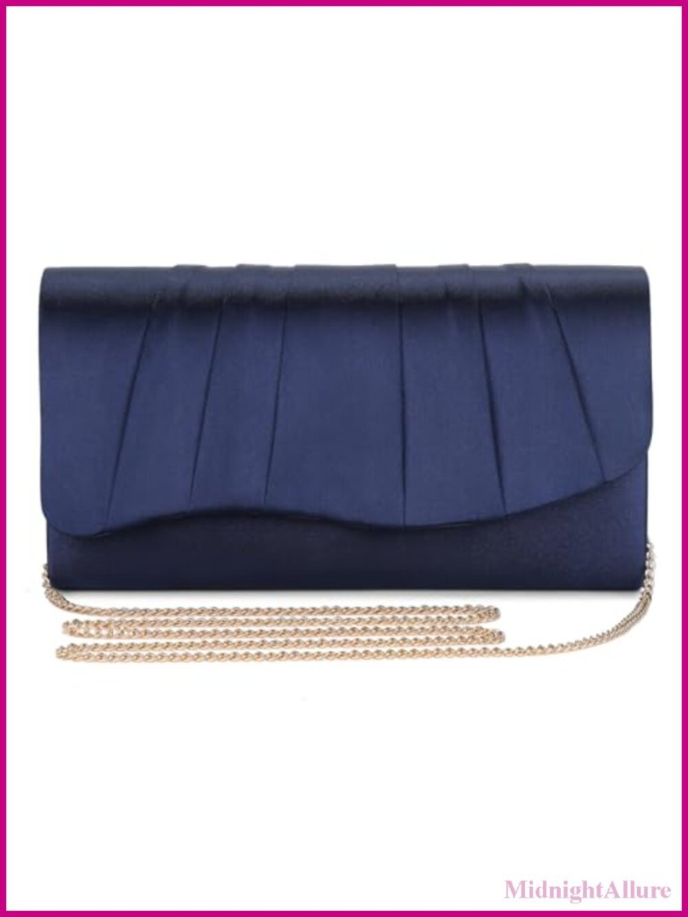 Satin Clutch Evening Bag Formal Elegant Pleated Chain Strap Women's